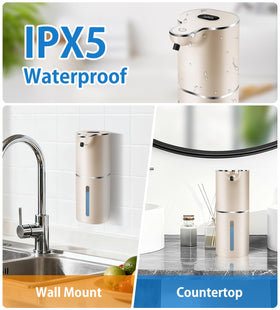 Cheftick foaming dispenser IPX5 waterproof design resists splashes in damp spaces.