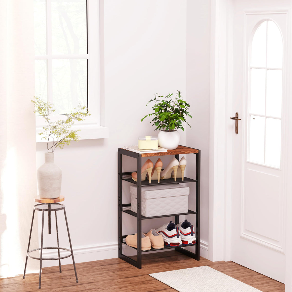 CHEMPFR Narrow 4-Tier Shoe Rack assembly made simple with tool-free instructions