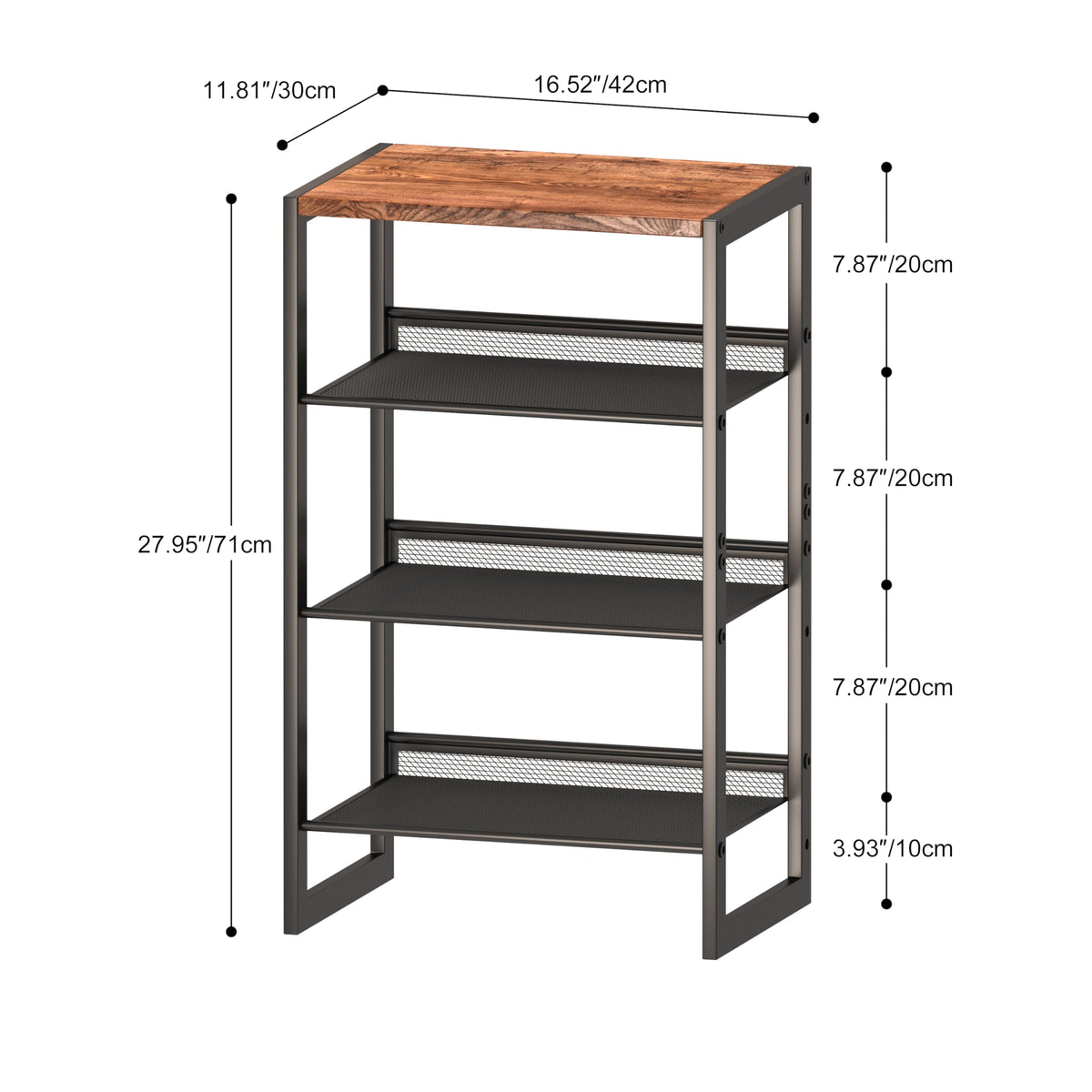 CHEMPFR Narrow 4-Tier Shoe Rack wooden top doubles as a display for keys
