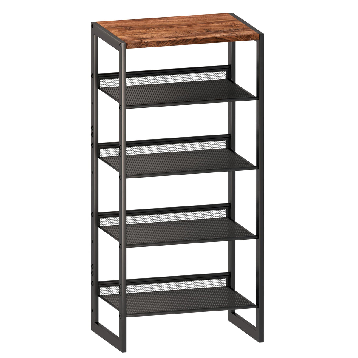 CHEMPFR narrow 5-tier shoe rack with wood top for compact entryway storage.