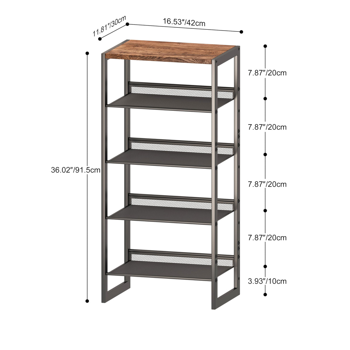 CHEMPFR wood-top display surface doubles as a display shelf.