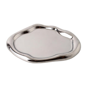 CHENDECOR silver tray jewelry dish side view keeps rings secure and accessible.