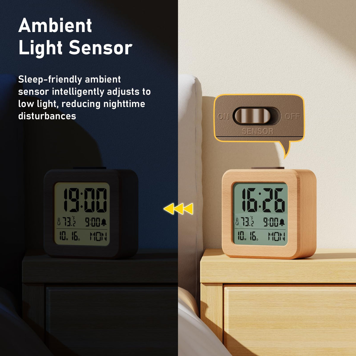 CHEREEKI automatic light sensor keeps display gentle at night.