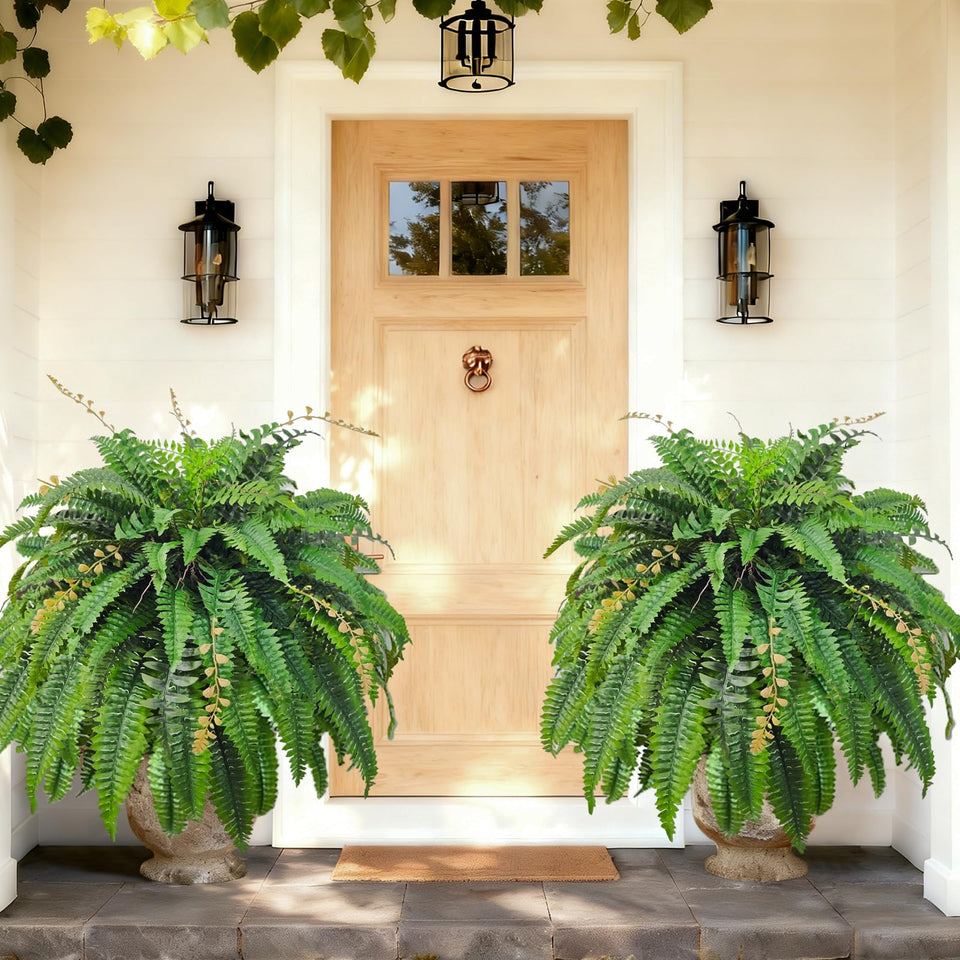 Cherica 2pcs 48in Boston fern outdoors, UV-resistant display adds year-round greenery.