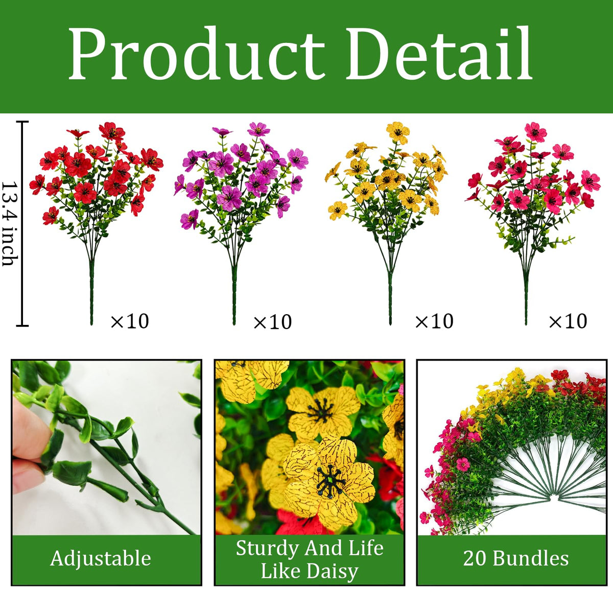 Cherica 40-pcs purple bloom enhances indoor or outdoor décor with realistic petals