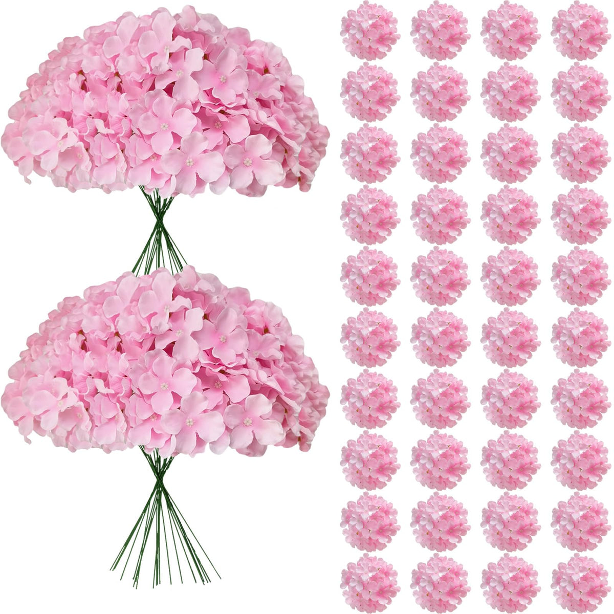 Cherica pink hydrangea artificial flower heads for durable centerpieces.