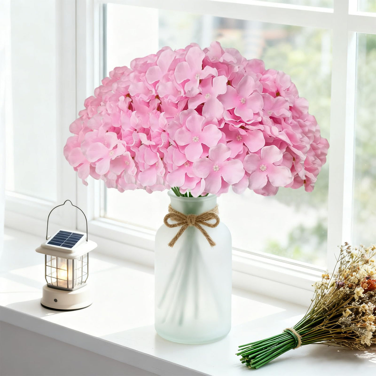 Cherica pink hydrangea artificial stems for flexible arrangements.