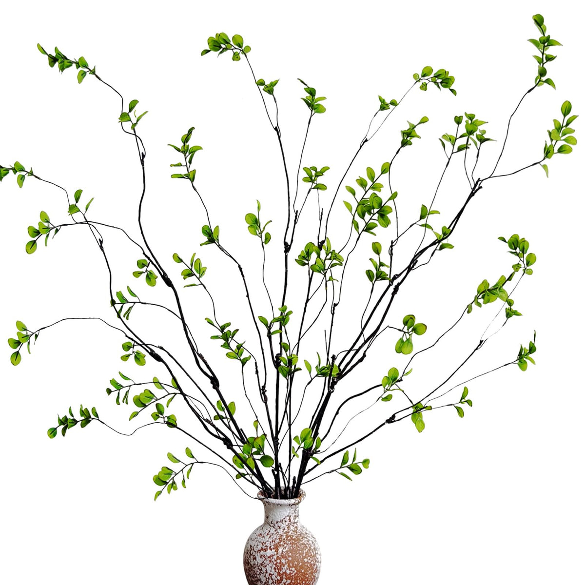Cherica artificial ficus branches in a tall vase create a lasting focal point.
