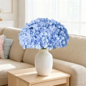 Cherica blue hydrangea bulk flower heads and durable stems for reuse.