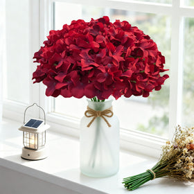 Cherica deep red hydrangea flower heads designed for elegant vase displays.