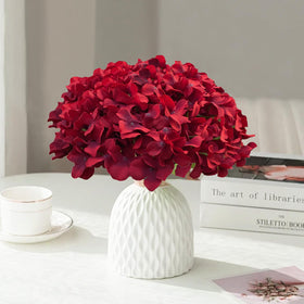Cherica deep red hydrangea stems flexible for customizing arrangements.