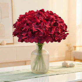 Cherica deep red hydrangea stems durable for reusable decor.