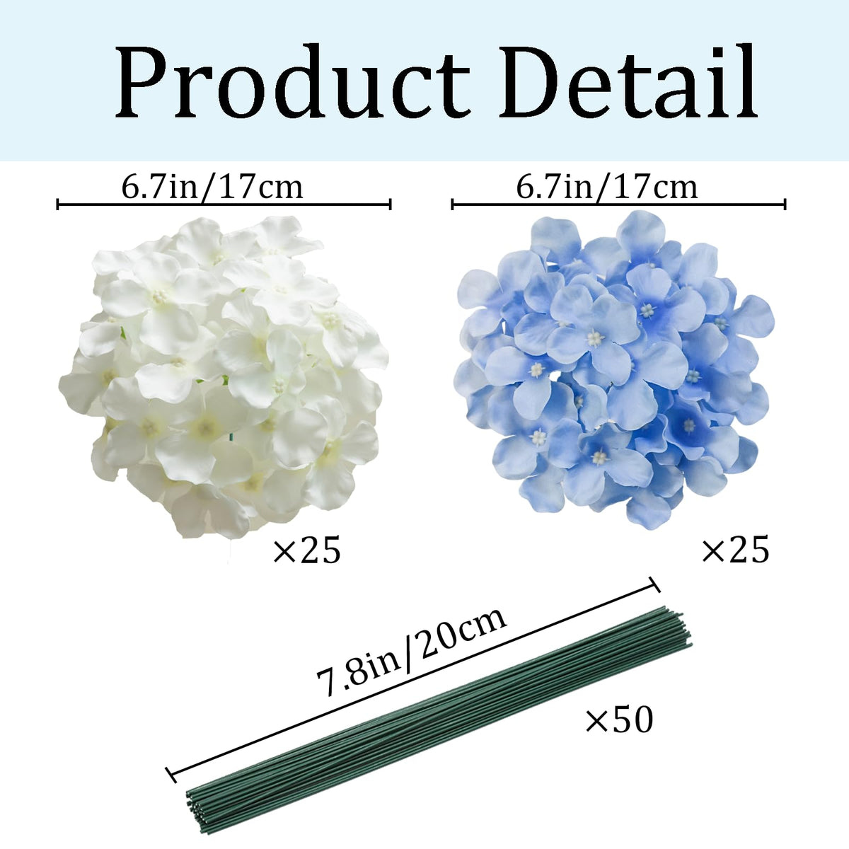 Cherica durable silk hydrangea stems ideal for DIY florals.