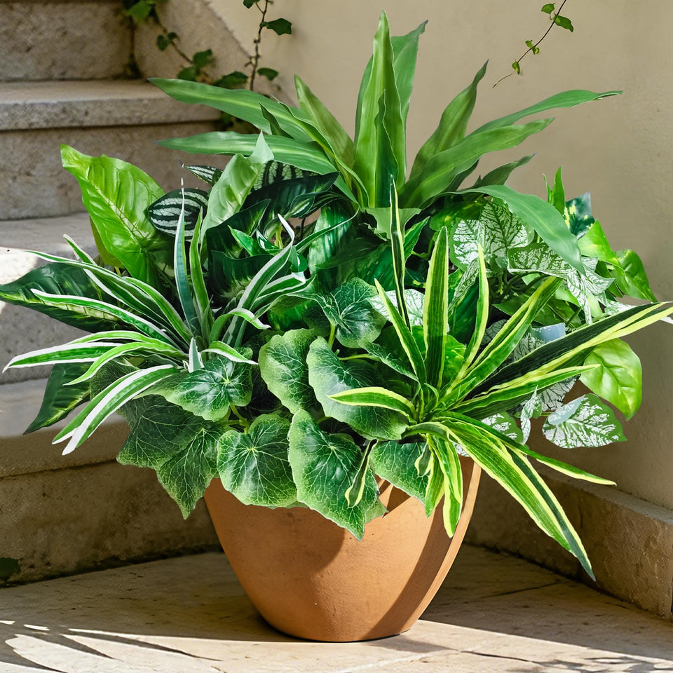 Cherica outdoor artificial plants with realistic leaves for a lifelike porch welcome.