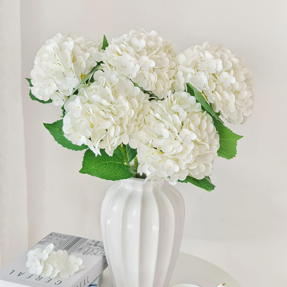 Cherica real touch white hydrangea flowers for lifelike indoor decor