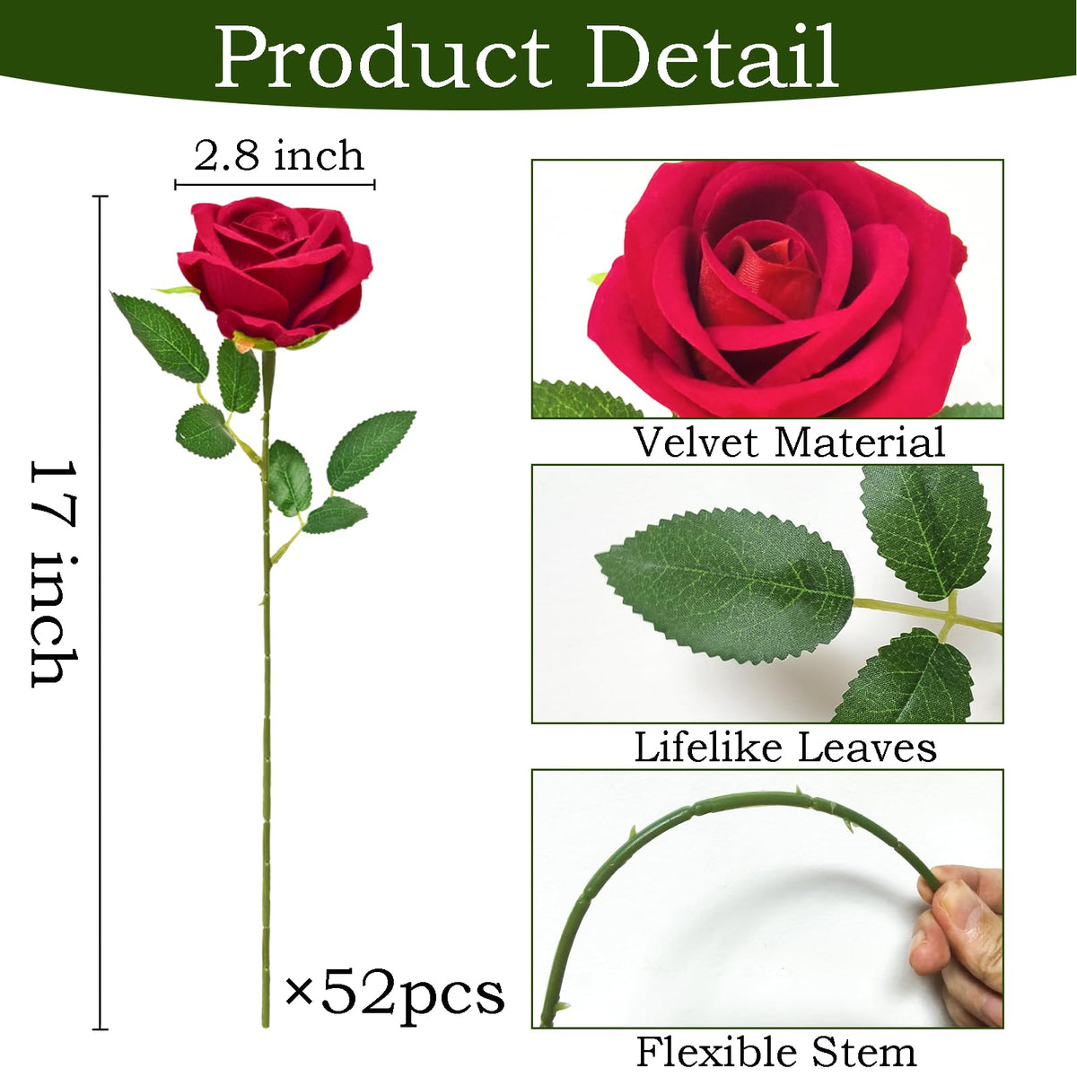 Cherica soft-touch velvet petals add realistic, tactile beauty