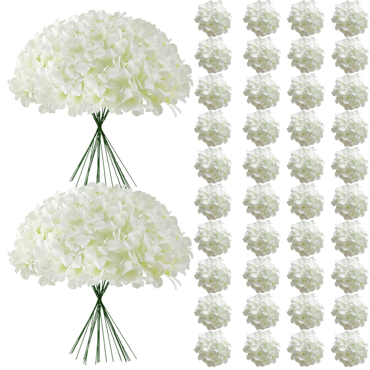 Cherica white hydrangea heads for bulk arrangements and long-lasting centerpieces.