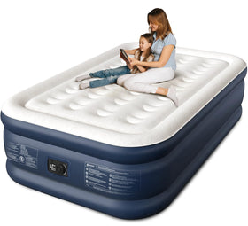 CHERIMOR full-size air mattress with built-in pump for quick setup in guest rooms