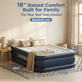 CHERIMOR Queen air mattress non-slip bottom helps prevent movement.