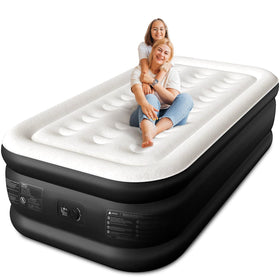 CHERIMOR Twin XL air mattress with built in pump for quick guest room setup.