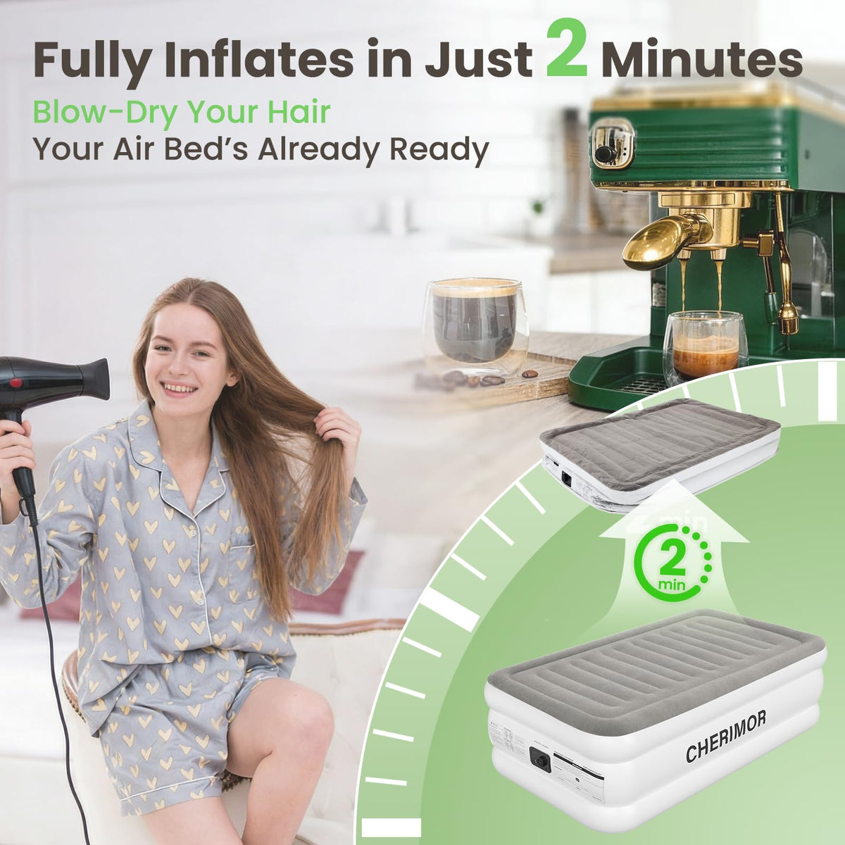 CHERIMOR air mattress folds compactly for easy storage in small spaces
