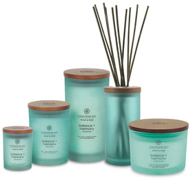 Chesapeake Bay Balance + Harmony Water Lily Pear candle with tropical-fruit aroma visual