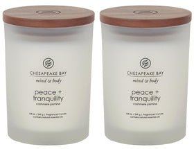 Chesapeake Bay Candle Peace Tranquility jar closeup showing frosted glass glow