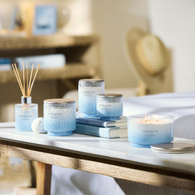 Chesapeake Bay Serene Waters living room setup showcases serene glow