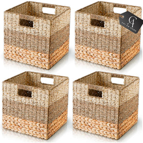 Chi An Home 11inch cube storage bin in natural fibers for tidy shelves.