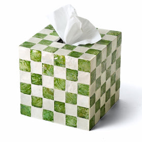 Chi An Home pistachio green square tissue cover adds elegant storage to living spaces.