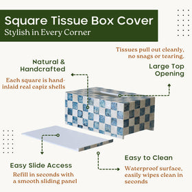 Capiz shell tissue box cover by Chi An Home with durable lacquered finish.