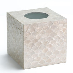 Chi An Home capiz tissue box cover square with iridescent shells for coastal elegance