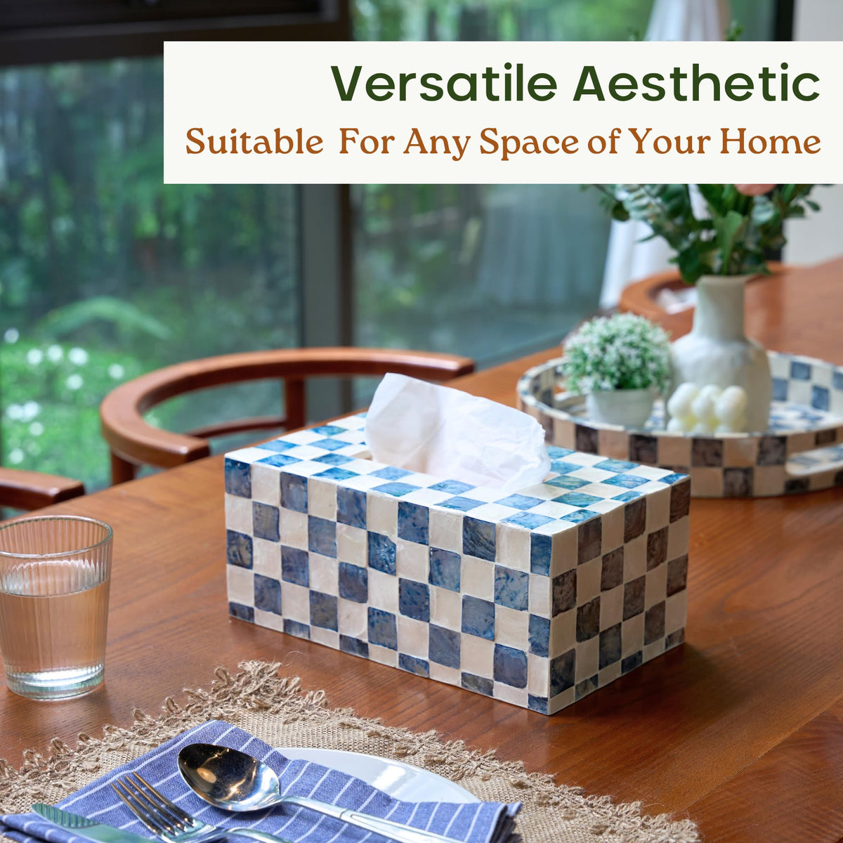 Chi An Home decorative tissue box cover brightens living room spaces.