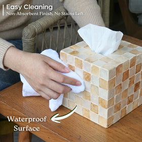 Chi An Home durable wooden base tissue box cover supports everyday use.