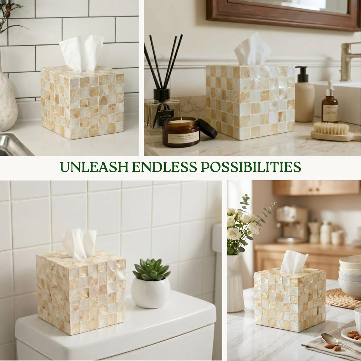 Chi An Home easy-clean bottom-slider tissue box cover suits indoor spaces.