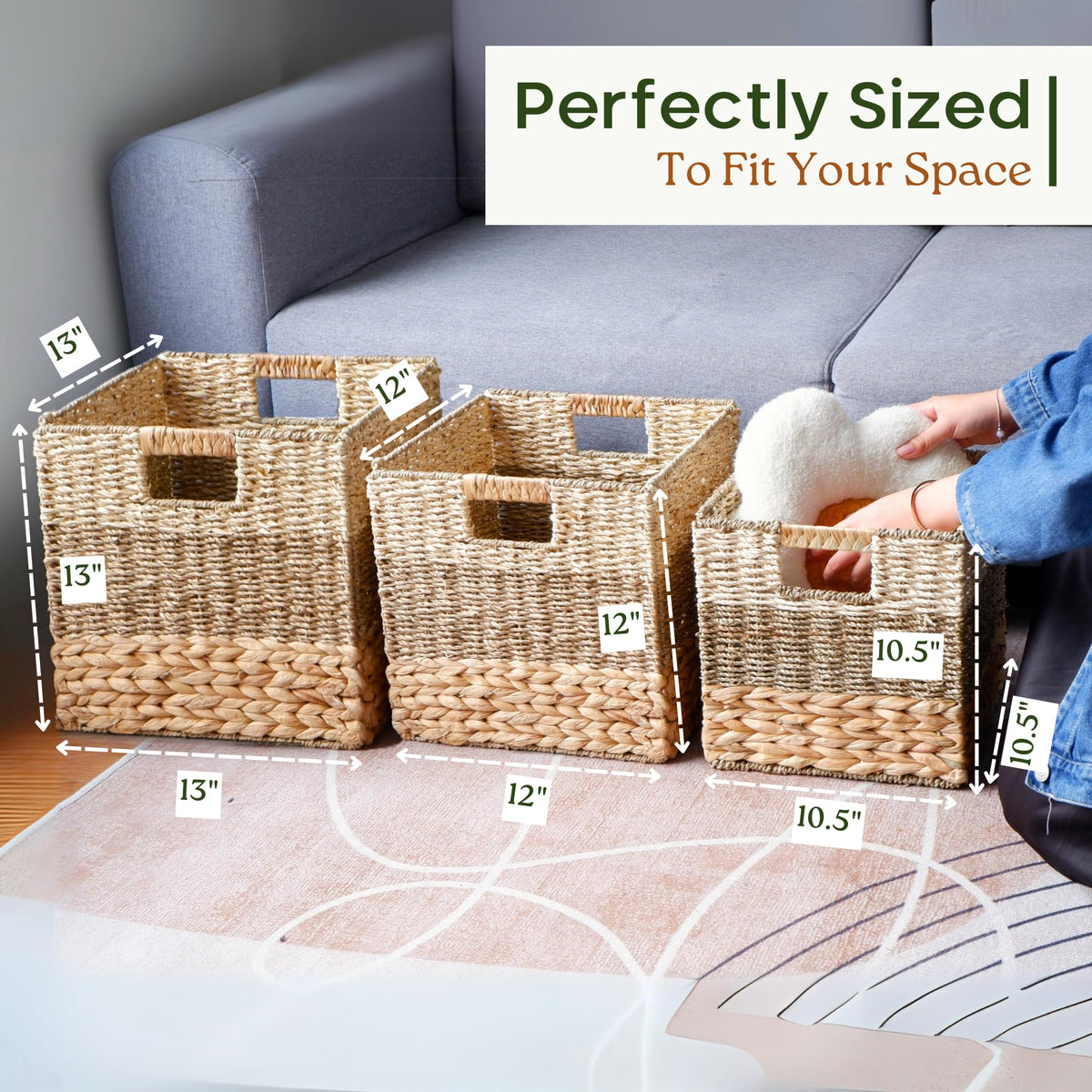 Chi An Home heavy-duty handles woven bin for easy transport.