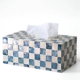 Chi An Home rectangle tissue box cover with Capiz shells adds coastal elegance to any room.