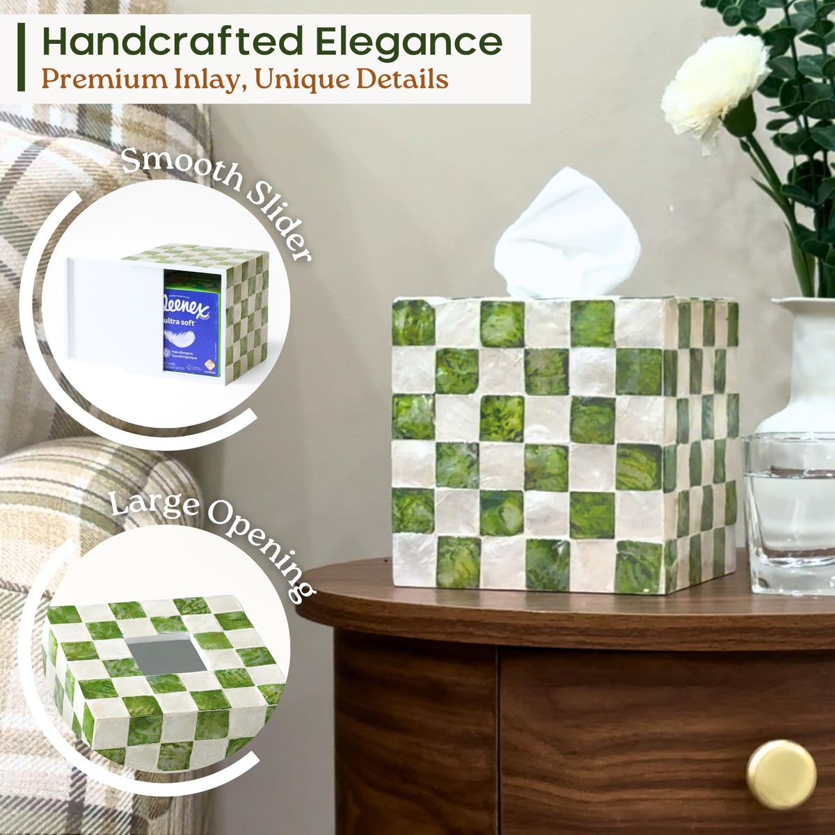 Chi An Home bottom slider refills tissue boxes quickly and cleanly.
