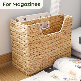 Chi An Home water hyacinth basket with reinforced frame supports light carrying.