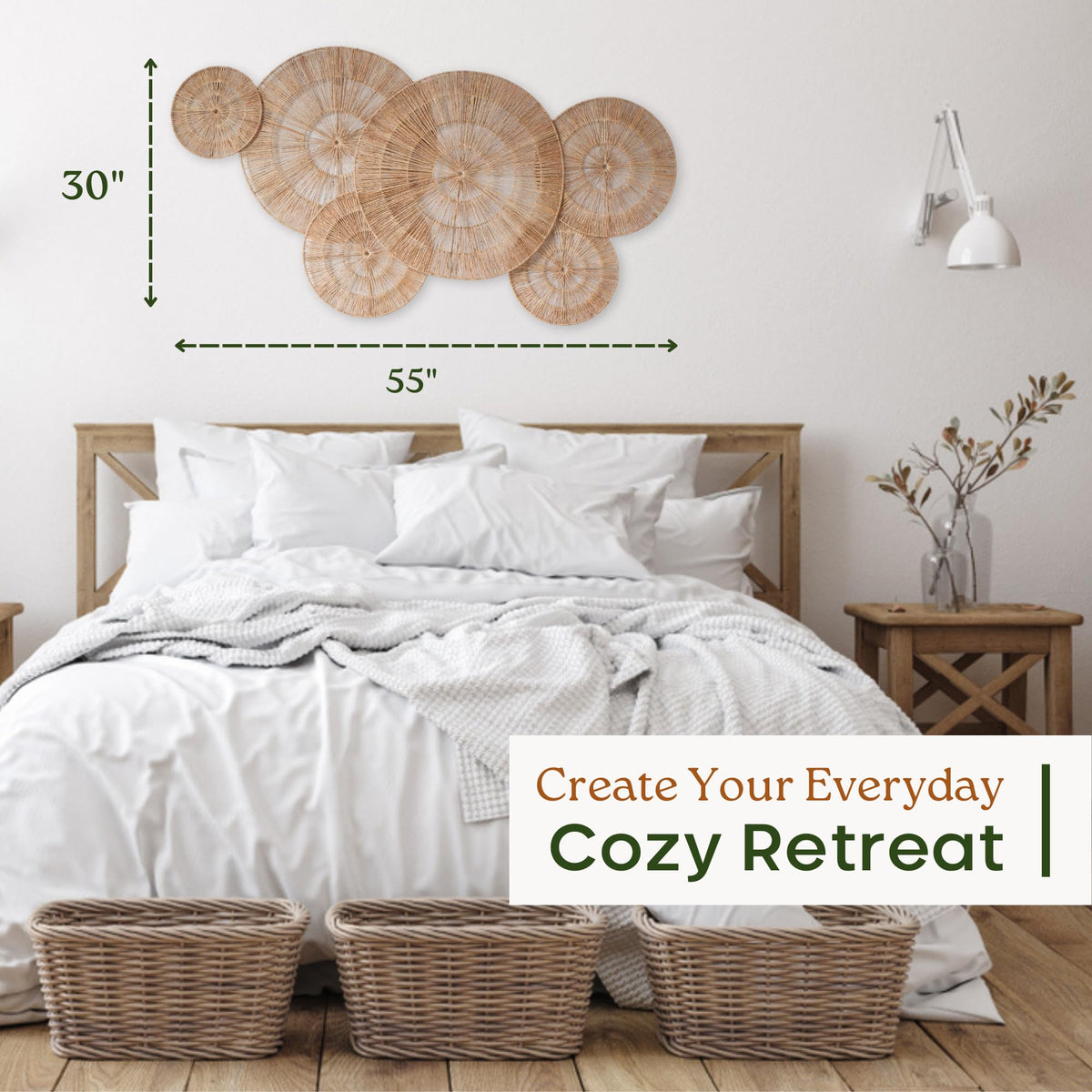 Chi An Home 10-inch jute plate adds subtle decorative detail to a room.