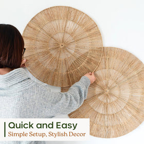 Chi An Home wicker wall plate layout demonstrates versatile wall art ideas.