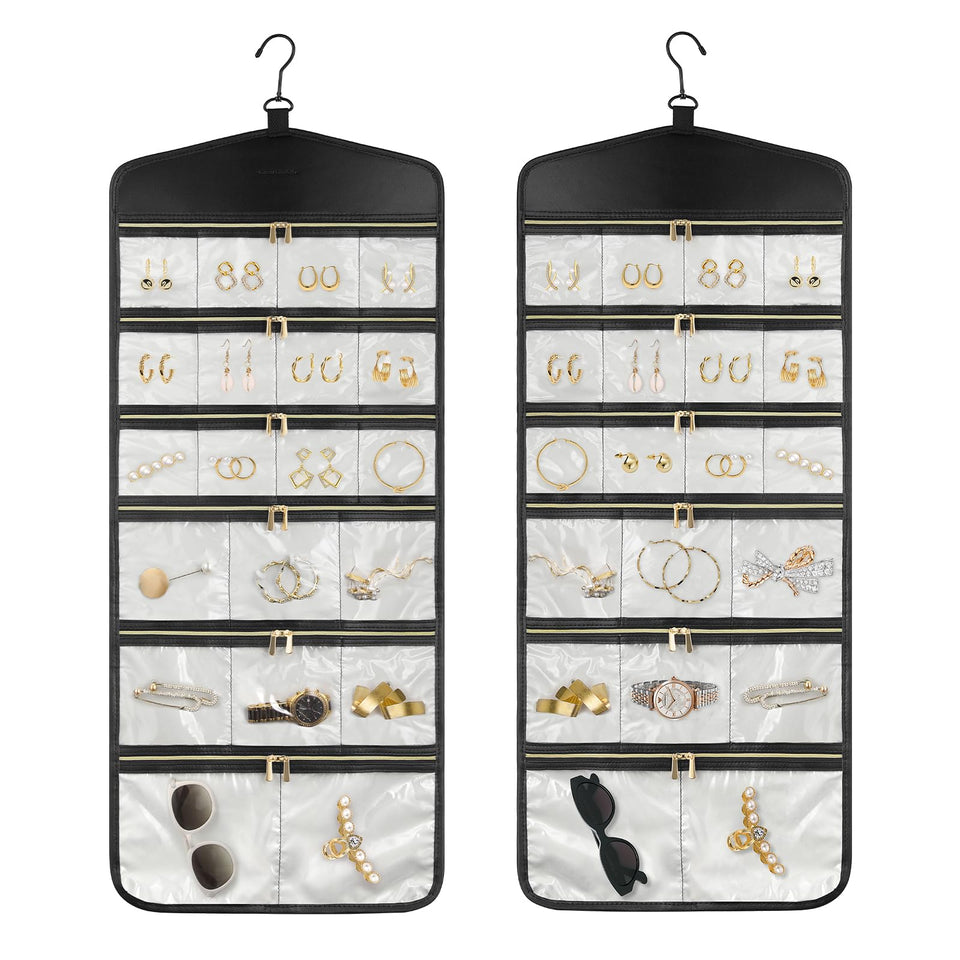 CHICECO hanging jewelry organizer with 40 pockets for easy access and dust protection.