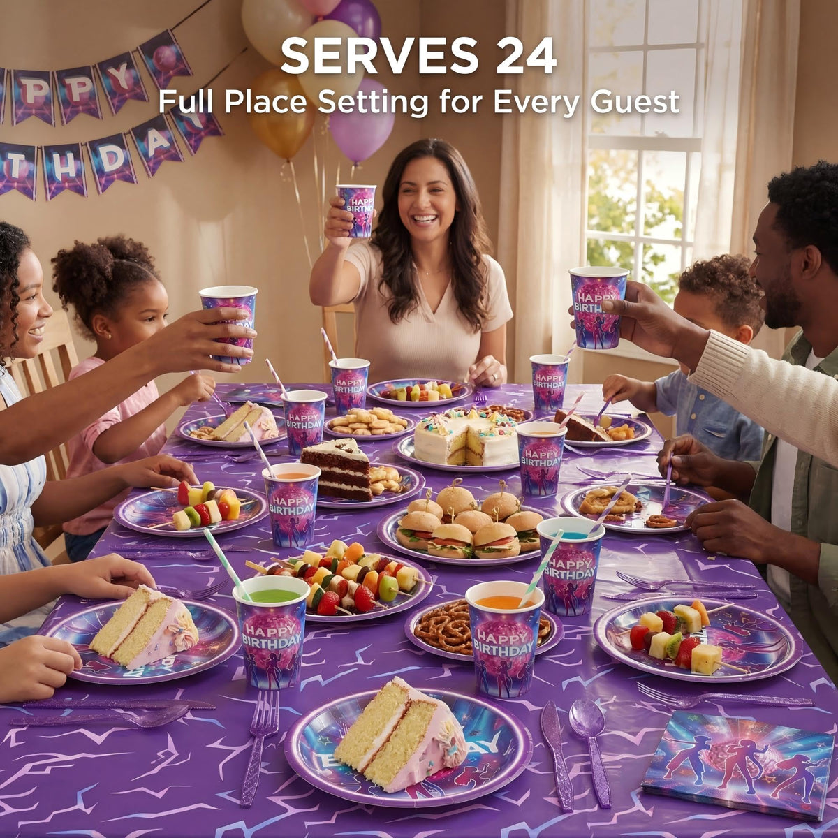 CHICMOSS dessert plates matching the purple disco vibe