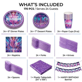 CHICMOSS dinner plates in KPop disco theme for 24 guests