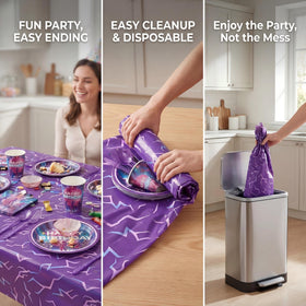 CHICMOSS tablecloth in bold purple for cohesive party decor
