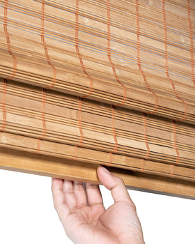 CHICOLOGY Bamboo Roman Shade cordless operation for a clean window look