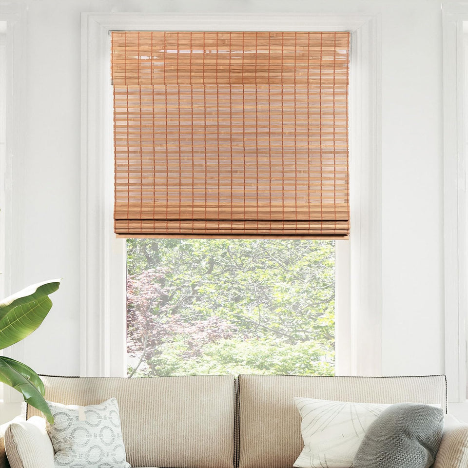 CHICOLOGY Bamboo Roman Shade with light-filtering effect for warm living room light