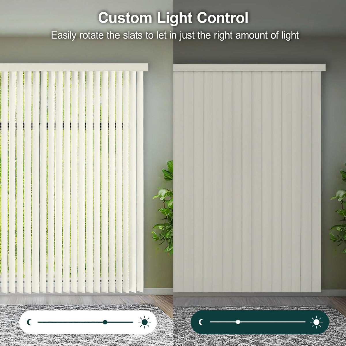 CHICOLOGY vertical blinds valance included gives a finished headrail look and cohesive interior style.