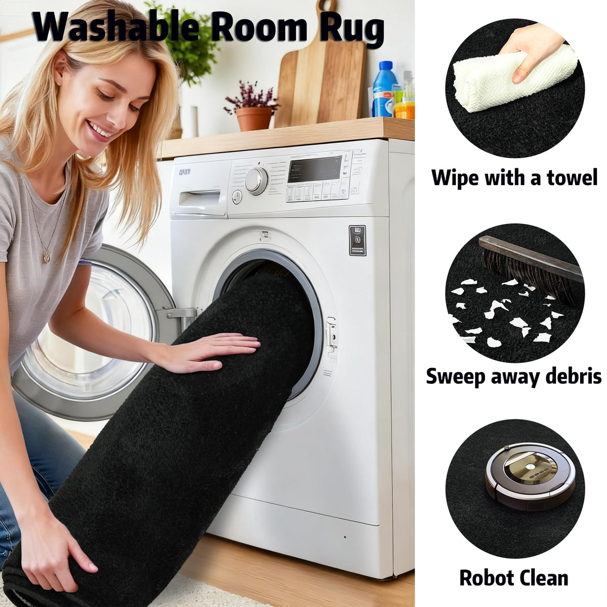 Chicrug bedroom to dorm black runner combines style with practical cushioning.