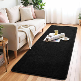 Chicrug easy-care washable black runner simplifies cleaning after pets or kids.
